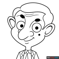 a cartoon man in a suit and tie with his eyes wide open, looking to the side