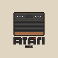 an old radio with the word atari in black and red on it's side