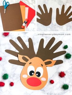 reindeer handprint craft for kids to make