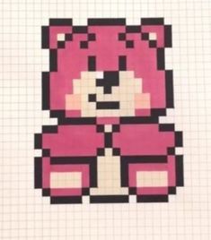 an image of a pink teddy bear pixelated in squares