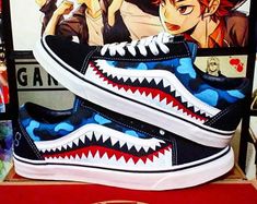 Custom Vans Old Skool, Bape Shark, Shoes Wallpaper