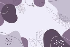 an abstract purple and white background with plants, leaves and dots in the middle is shown