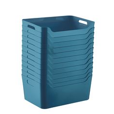 a large blue plastic container on a white background