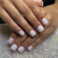 Short Square Milky White Nails, Milk White French Tip Nails, Short White Square Acrylic Nails, White Tip Nails Short, Clear White Acrylic Nails, White Short Acrylic Nails, Short Nail White, Nail Magic