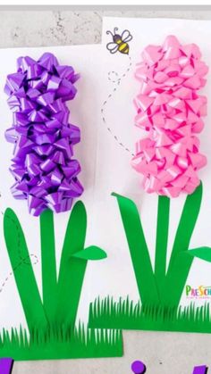 two flowers made out of paper with the words hyacinth flower craft