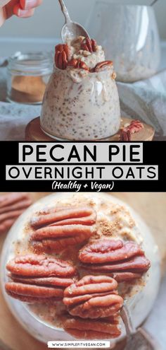 pecan pie overnight oats in a bowl