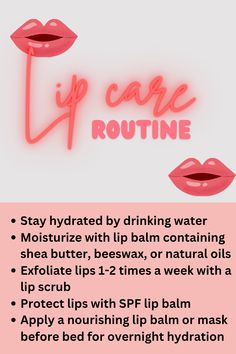 A good lip care routine can help keep your lips soft, hydrated, and healthy.  #lipcare  #lipcareroutine  #lipcareessentials Fuller Lips Naturally, Spf Lip Balm, Black Glamour, Lip Exfoliator, Dream Girl, Beautiful Lips