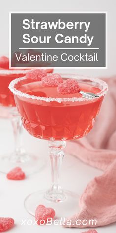 This cocktail for Valentine’s Day is a lot of fun to make. It’s a strawberry sour candy cocktail which is sure to impress the object of your affections and/or be a hit at a Valentine’s Day party. So get ready to pucker up for sipping this strawberry rum and sour strawberry schnapps confection. Strawberry Cocktail, Candy Strawberry, Valentine Cocktails, Strawberry Cocktails, Candy Cocktails, Candy Drinks, Cocktail Drink, Valentines Day Food, Mixed Drinks Recipes