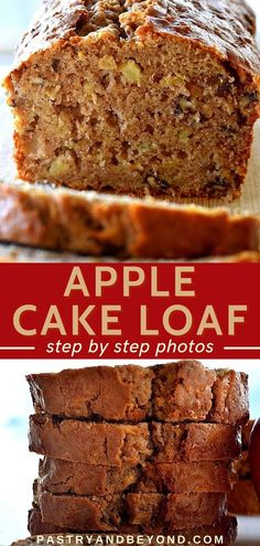 Collage for apple cake loaf with text overlay. Apple Cake Loaf, Apple Quick Bread, Can Apple Pie Filling, Apple Loaf Cake, Moist Apple Cake, Apple Pie Bread, Apple Bread Recipe