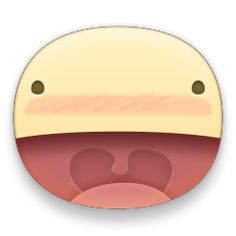 an image of a cartoon character with the tongue sticking out from under his chin and nose