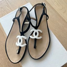 Chanel Cc Sandals Shoes Chanel, Chanel Shoes, Women's Shoes Sandals, Limited Time, Shoes Sandals, Chanel, Size 7, Black White, Women Shoes