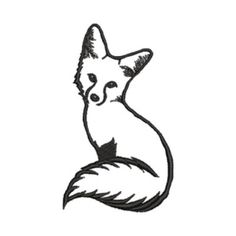 a black and white drawing of a fox