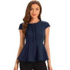 This Allegra K cap sleeve peplum top is an absolute must-have for anyone looking to add a touch of elegance and glamour to their wardrobe. The fitted waistline flows seamlessly into a flaring peplum hem, creating a flattering silhouette that will complement any body type. This stylish blouse can be paired with any bottoms to create a chic outfit suitable for any occasion. Not only will it enhance your beauty, but it will also add a touch of sophistication to your wardrobe, making it a versatile Lace Peplum Blouse, Lace Peplum, Enhance Your Beauty, Elegant Blouses, Stylish Blouse, Peplum Blouse, Women's Blouses, Peplum Hem, Hem Style