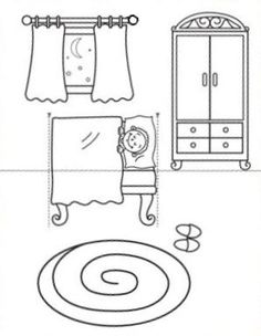 a black and white drawing of a child sleeping in bed