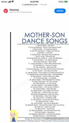 the mother - son dance song is shown in this screenshoter's screen shot