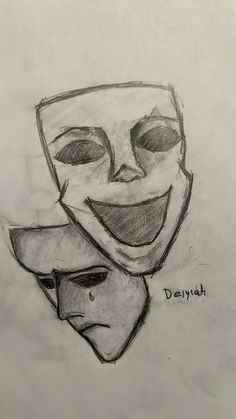 a drawing of a guy with a mask on his face