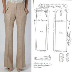 a woman's pants and top are shown with measurements