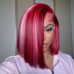 Strawberry Shortcake Hair On Black Women, Strawberry Shortcake Hair, Pink Pin Up Frontal Wig, Red And Pink Lace Front Wigs, Pink Bob Wig, Pink And Red Ombré Wig, Afro Wigs, Frontal Hairstyles