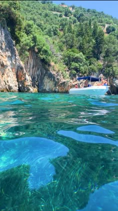 the water is crystal clear and blue