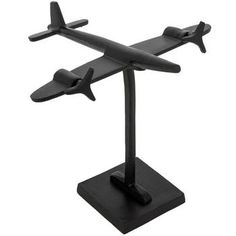 a model airplane on a stand with no wheels or wings in the shape of an airplane