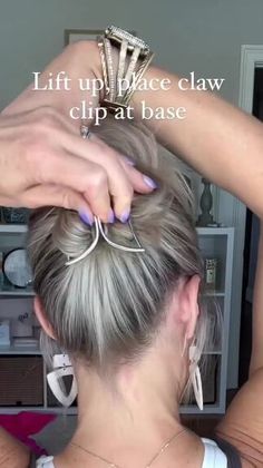 This hack gives BIG VOLUME to your thin hair in a clip. Learn a volume hair hack in this quick post. Hair Updos For Thinning Hair, Cute Updos For Thinning Hair, How To Do A Hair Clip Updo, Hair Accessories For Thinning Hair, Updo Tutorial For Short Hair, Hair Clips Style For Short Hair, Clipping Up Short Hair, Ways To Put Up Hair, Hair Clip Medium Length Hair