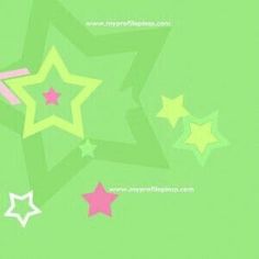 a green background with pink and yellow stars