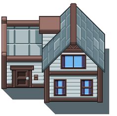 an image of a two story house in pixel style