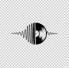 an old vinyl record with sound waves on the side, black and white illustration png clipart