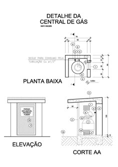 an architectural drawing shows the details of different types of gas pumps and their corresponding components