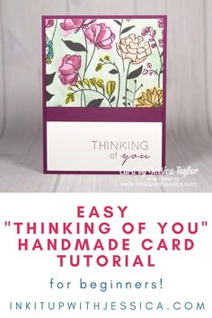 an easy handmade card for beginners with the text, thinking of you's handmade card