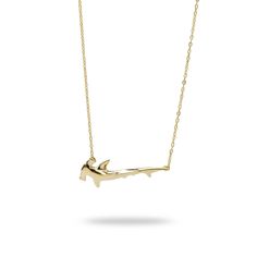 14K Yellow Gold necklace Hammerhead shark design Pendant measures approx. 30mm length 16"-18" adjustable cable chain Adjustable Polished Pendant Necklace, Hammerhead Shark Necklace, Shark Jewelry, Fantasy Clothes, Surf Jewelry, Shark Necklace, Sac Diy, Preppy Jewelry, Hammerhead Shark