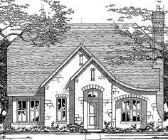 this is an artist's rendering of the front elevation of these european house plans