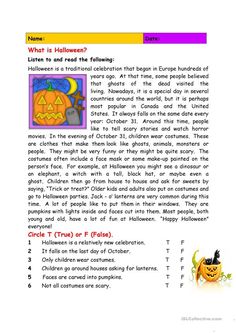 halloween worksheet for kids with pictures and words on the page, which includes pumpkins