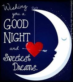 a poster with a heart hanging from the moon that says wishing you a good night and sweetest dreams