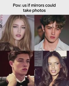 four different pictures of people with hair and makeup