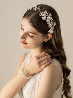 Silver  Collar  Zinc Alloy   Embellished   Wedding & Event Headband Bride, Vine Headband, Bridal Hair Bands, Bridal Headbands, Floral Hairband, Chain Headband, Crystal Hair Vine, Bridal Headwear, Bride Headband