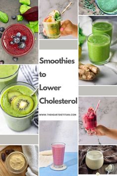 9 different images of smoothies, the title reads "smoothies to lower cholesterol". Low Cholesterol Breakfast, Cholesterol Friendly Recipes, Healthy Meal Replacement Shakes, Low Cholesterol Diet Plan, High Cholesterol Diet, High Cholesterol Foods, Ways To Lower Cholesterol, Lower Cholesterol Naturally