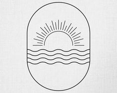 a line drawing of the sun over water