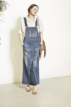 Ron Herman Women _ 2015   SS Denim Overall Dress Outfit, Overall Dress Outfit, Denim Dress Winter, Vestiti In Jeans, Casual Denim Skirt, Ron Herman, Denim Skirt Outfits, Women Bottoms, Denim Overall Dress