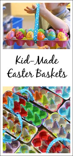 Homemade Easter baskets kids can make. Perfect for egg hunts, pretend play, and teaching kids to count up to 12! Egg Basket Ideas, Easter Egg Basket Ideas, Preschool Easter Basket, Homemade Easter Baskets, Ideas For Preschoolers, Easter Baskets To Make, Easter Preschool, Easter Activities For Kids, Easter Egg Basket