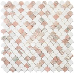 the back side of a white and pink mosaic tile