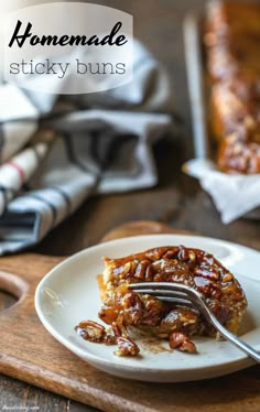 a piece of pecan pie on a plate with a fork