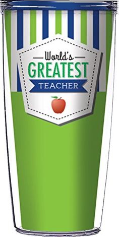 a green and white cup with the words world's greatest teacher written on it