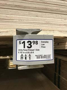 a price label on a piece of wood