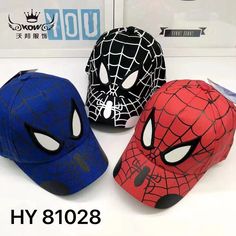 Cute Spiderman hat is perfect for your little one and it is a great presents for a birthday or other significant event!  It is 100% UV protection and breathable and the stylish design is sure to turn heads! Color comes in red, black and blue, perfect for boys and girls and fits for most occasions such as backyard, home, picnic, camping, hiking, photo shoot or casual. Specifications: - Material: 100% Cotton - Size: Hat circumference is about 52-54cm             Hat brim: 11 cm  *It is adjustable and suitable for kids age from 2-8 years old. * FREE SHIPPING will be offered in OCTOBER! Best Cowboy Hats, Spiderman Hat, Baby Spiderman, Dope Hats, Fitted Baseball Caps, Flex Fit Hats, Painted Hats, Hat Base, Baby Boy Hats