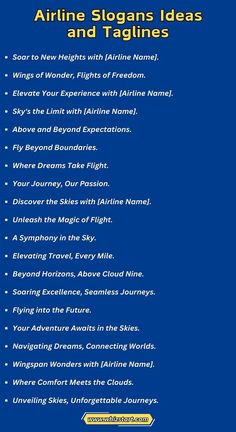 airline slogans ideas and taglines