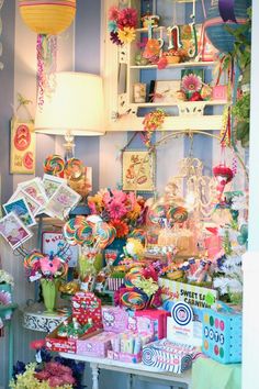 a room filled with lots of colorful items