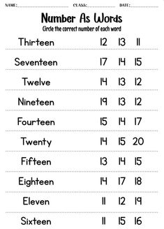 numbers as words worksheet with the correct number of each word in english and spanish