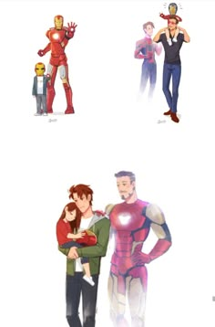 the avengers and iron man characters are standing next to each other with their arms around each other