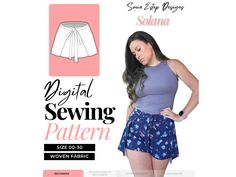 the sewing pattern is designed for women's shorts